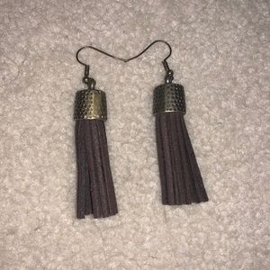 Brown Suede Tassel Earrings